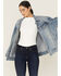 Image #1 - Daze Women's Beau Medium Wash Oversized Studded Denim Jacket, Medium Wash, hi-res
