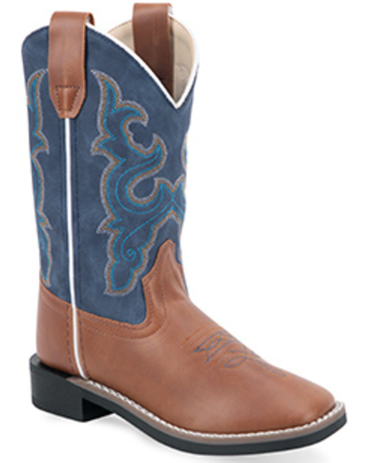 Image #1 - Old West Boys' Western Boots - Broad Square Toe, Blue, hi-res