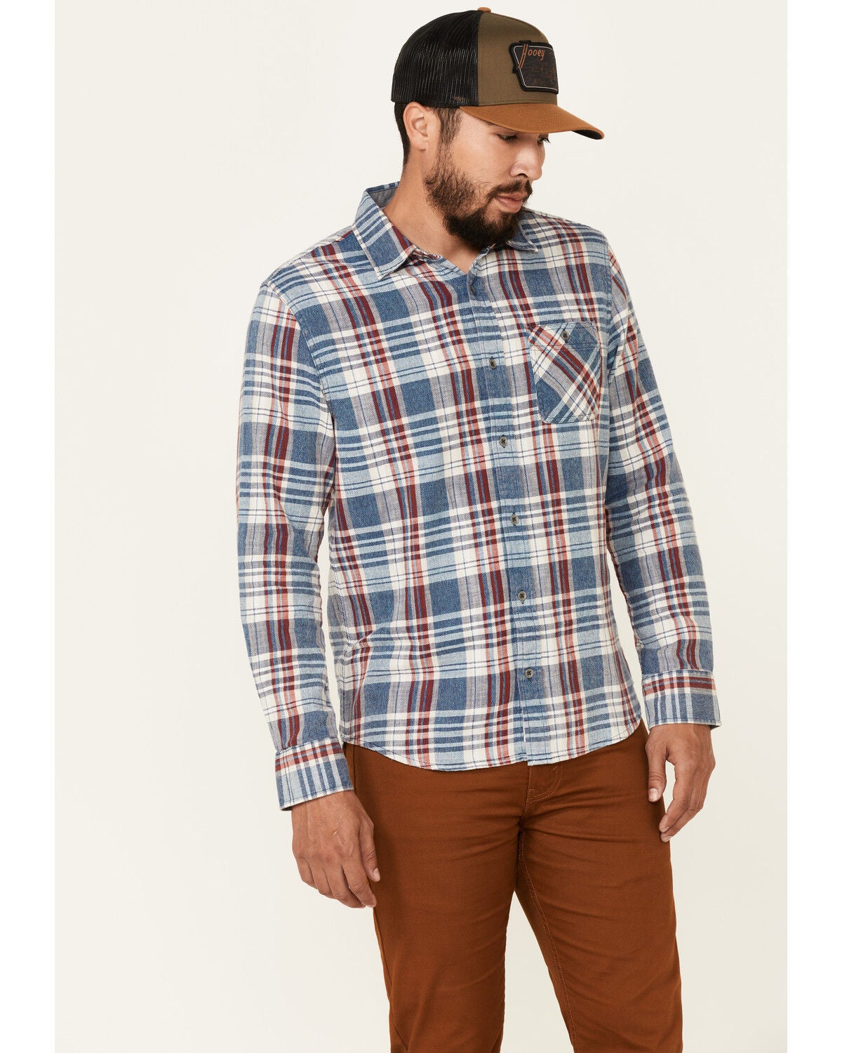 Flag & Anthem Men's Valinda Large Plaid Long Sleeve Button Down Western Shirt, Red, hi-res
