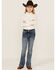 Image #1 - Grace in LA Girls' Medium Wash Mid Rise Floral Steer Head Pocket Bootcut Jeans, , hi-res