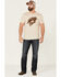 Moonshine Spirit Men's Flame Skull Graphic Short Sleeve T-Shirt , Camel, hi-res