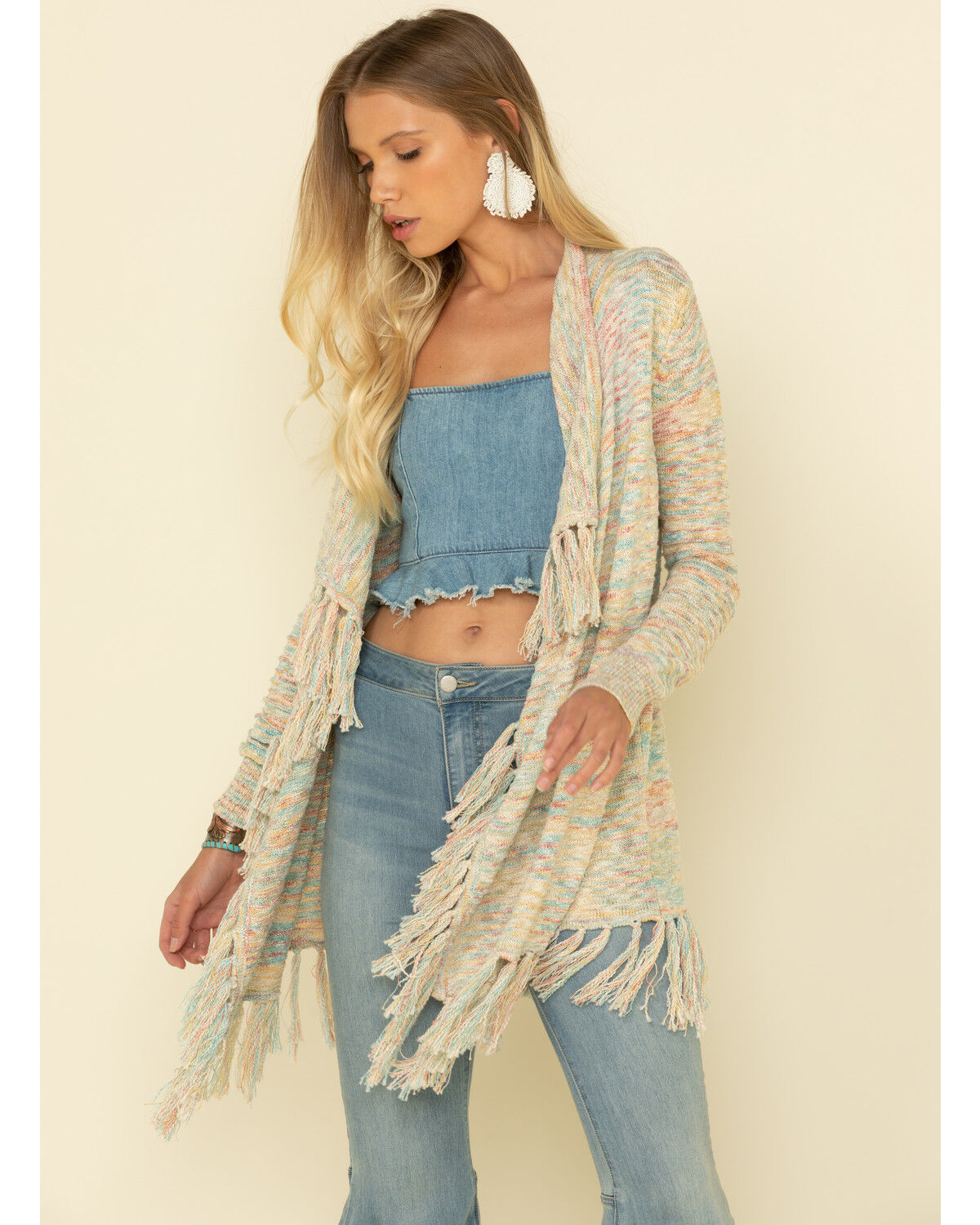 cardigan with fringe edging