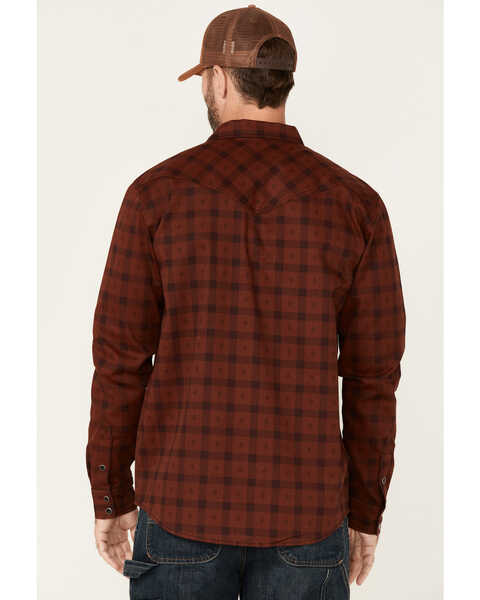 Image #4 - Cody James Men's FR Southwestern Plaid Print Long Sleeve Snap Work Shirt , Wine, hi-res