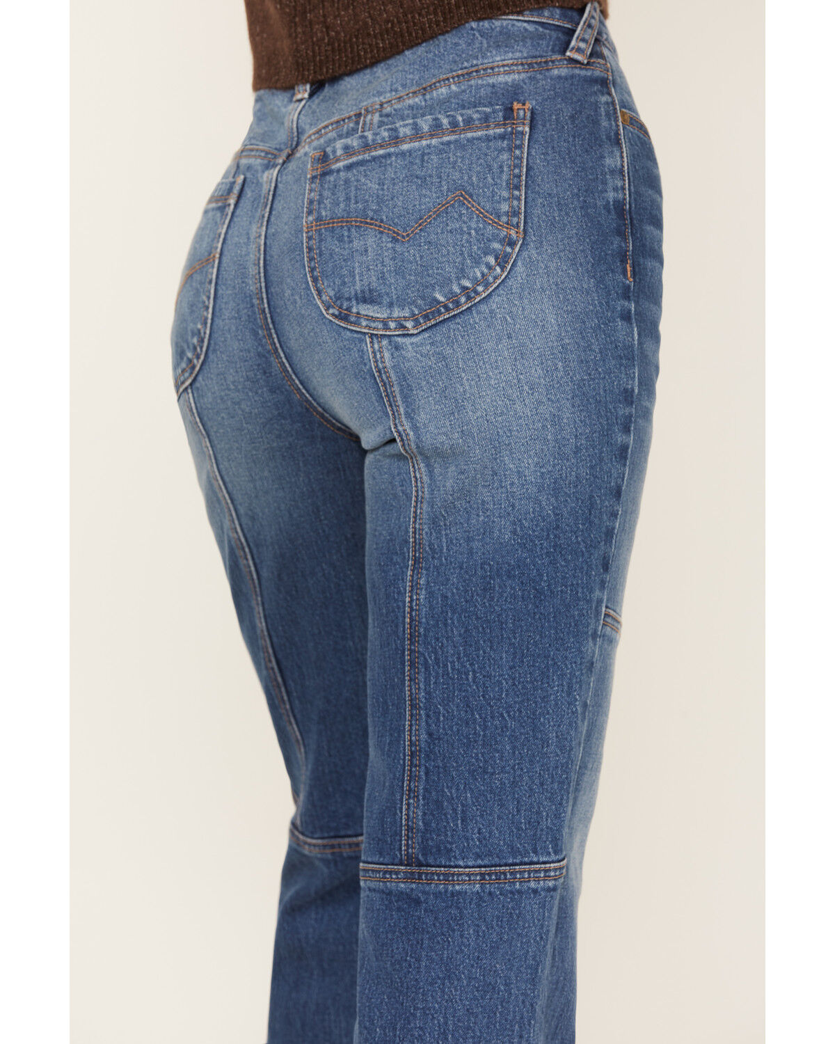 Image #4 - Cleo + Wolf Women's Dark Wash High Rise Slim Stretch Straight Jeans, Dark Medium Wash, hi-res