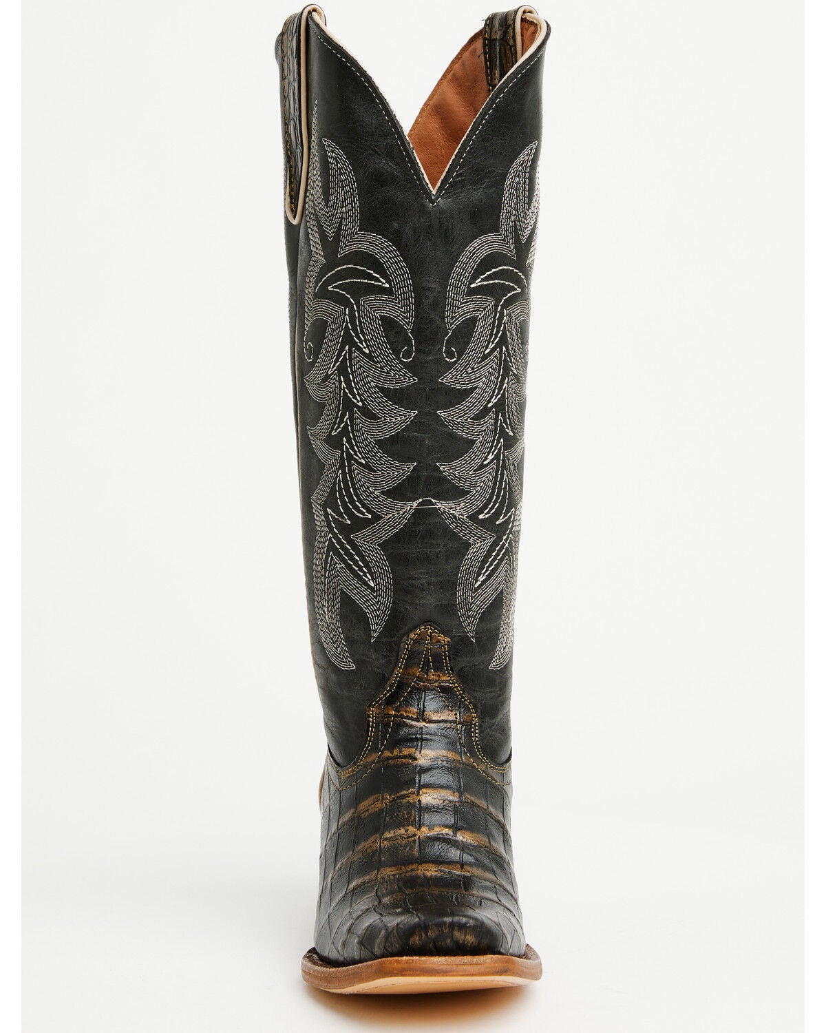 Image #4 - Tanner Mark Women's Caiman Print Tall Western Boots - Square Toe, Black, hi-res