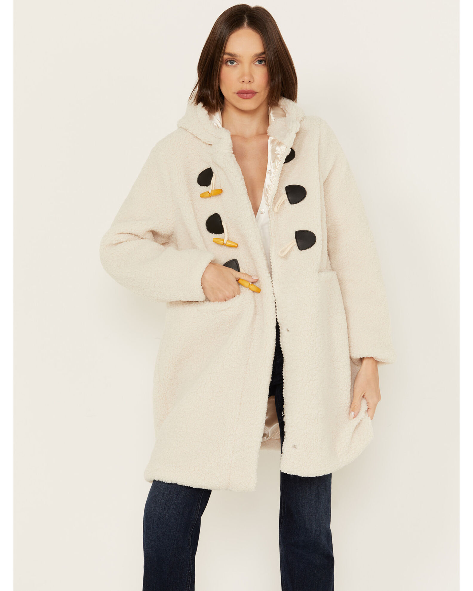Urban Republic Women s Hooded Sherpa Toggle Coat Country Outfitter