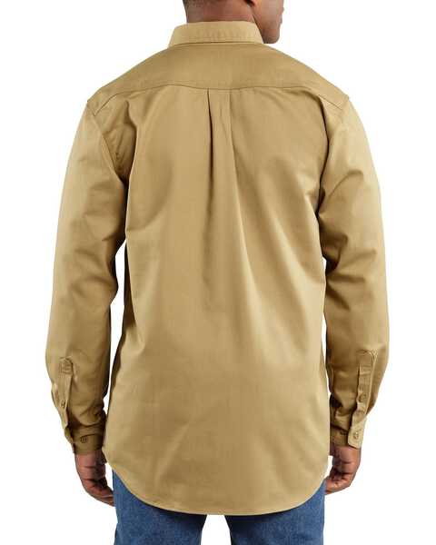 Image #2 - Carhartt Men's FR Solid Long Sleeve Button-Down Work Shirt, Khaki, hi-res