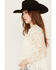 Image #3 - Miss Me Women's Paisley Embroidered Long Sleeve Blouse, Cream, hi-res