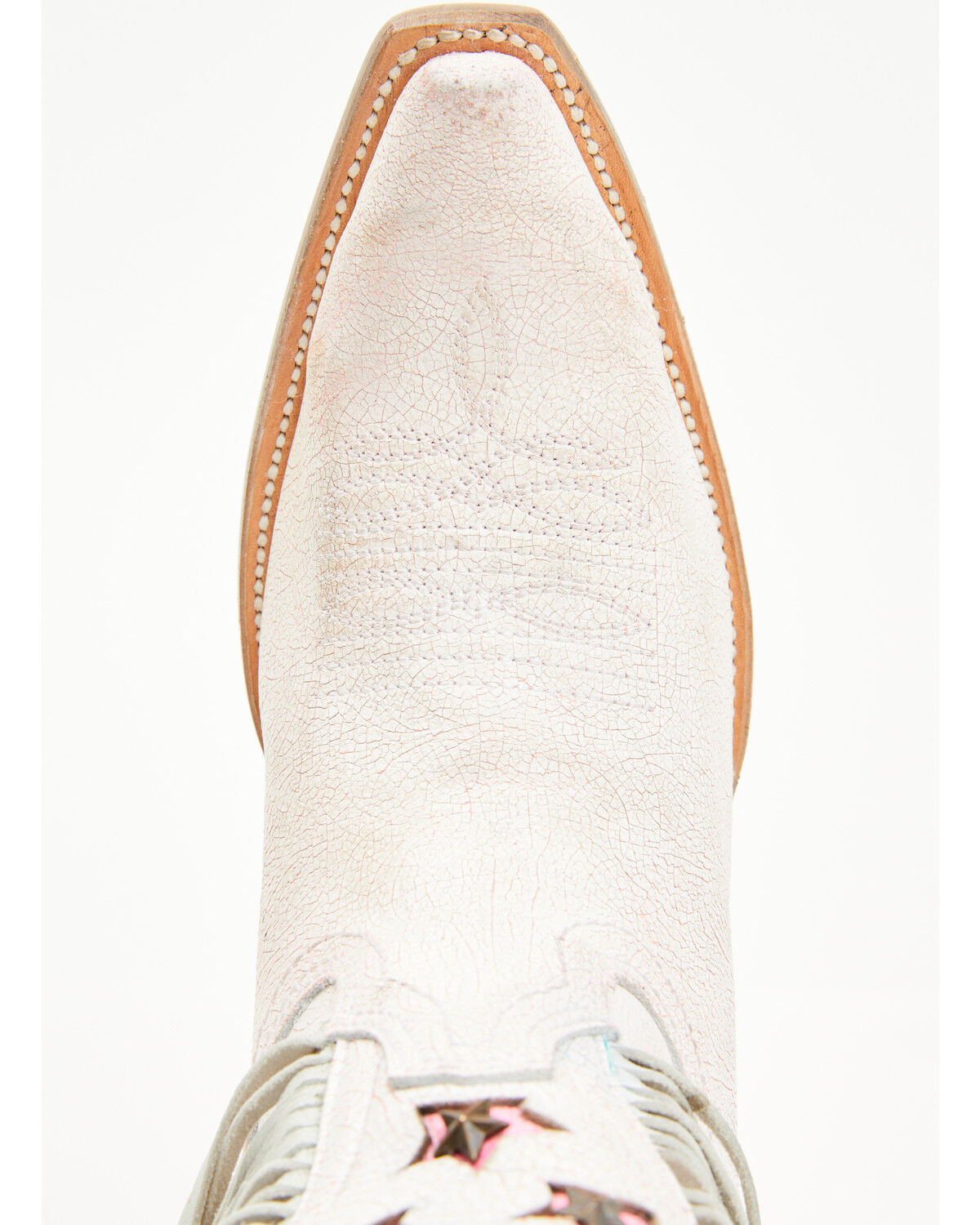 Image #6 - Corral Women's Star Inlay Fringe Tall Western Boots - Snip Toe, White, hi-res