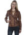 Leatherwear by Scully Women's Brown Cross Zip Moto Leather Jacket, Brown, hi-res