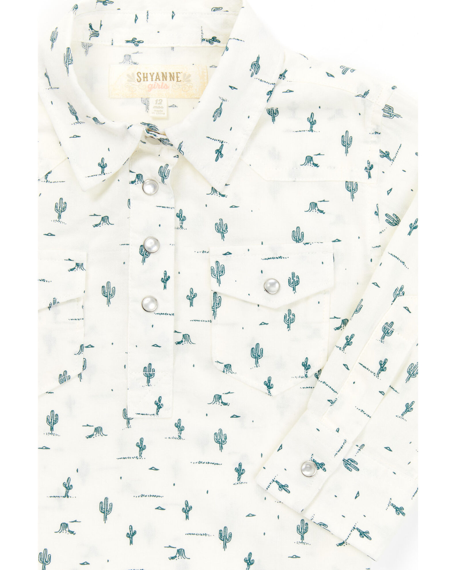 Image #2 - Shyanne Infant Girls' Cactus Long Sleeve Western Onesie, Ivory, hi-res