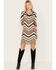 Image #2 - Shyanne Women's Zig Zag Fringe Sweater Dress, Taupe, hi-res