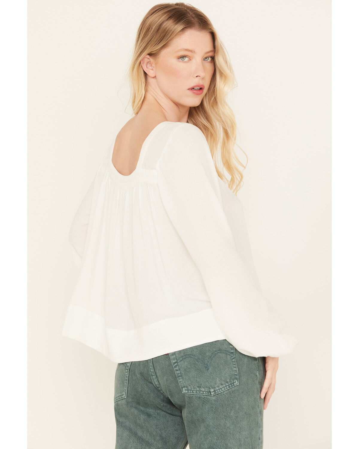 Image #4 - Cleo + Wolf Women's Long Sleeve Flowy Blouse, Cream, hi-res