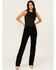Image #1 - Rock & Roll Denim Women's High Rise Horse Print Modest Bootcut Stretch Corduroy Jeans, Black, hi-res