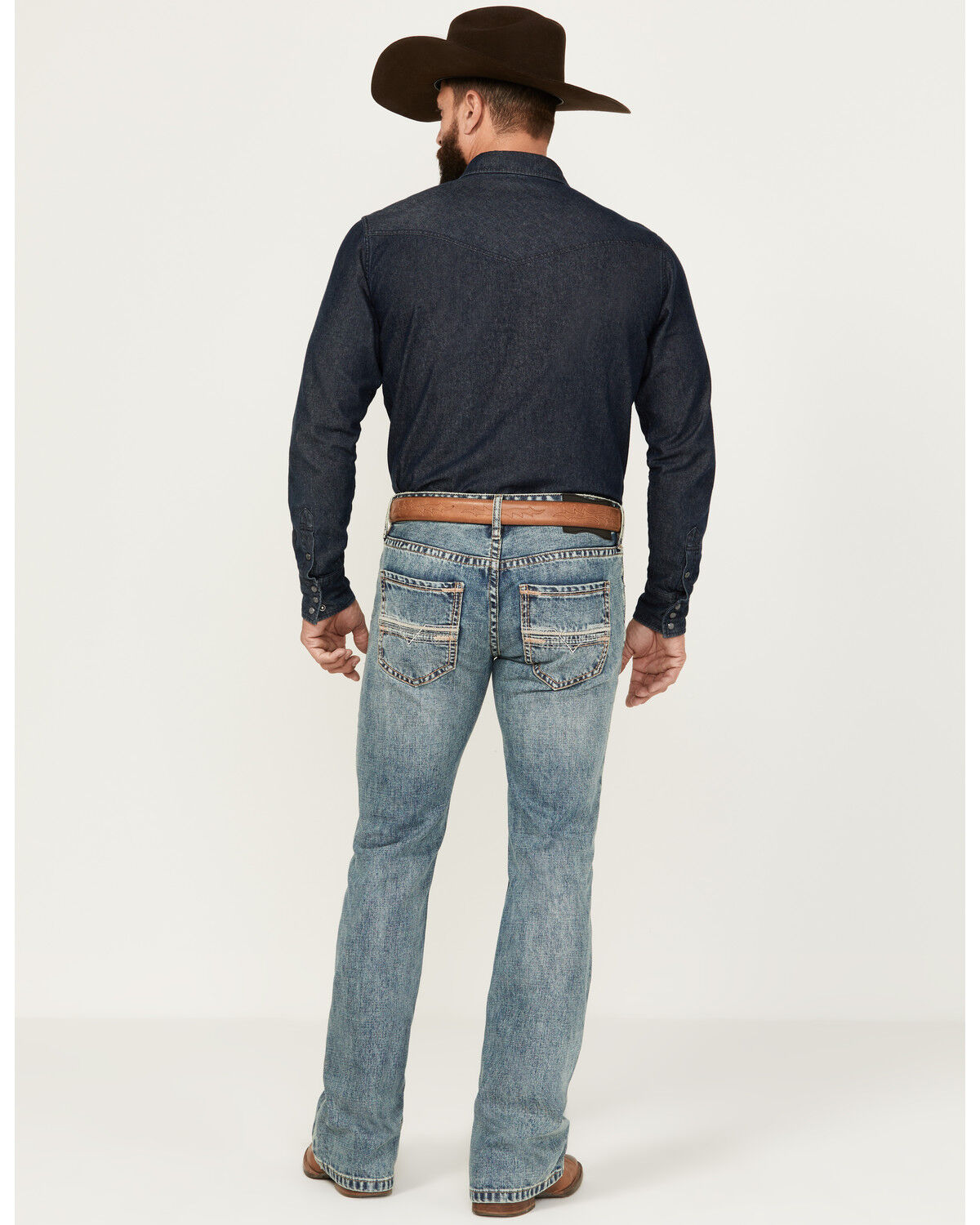 Image #3 - Rock & Roll Denim Men's Pistol Medium Vintage Wash Bootcut Rigid Denim Jeans, Medium Wash, hi-res