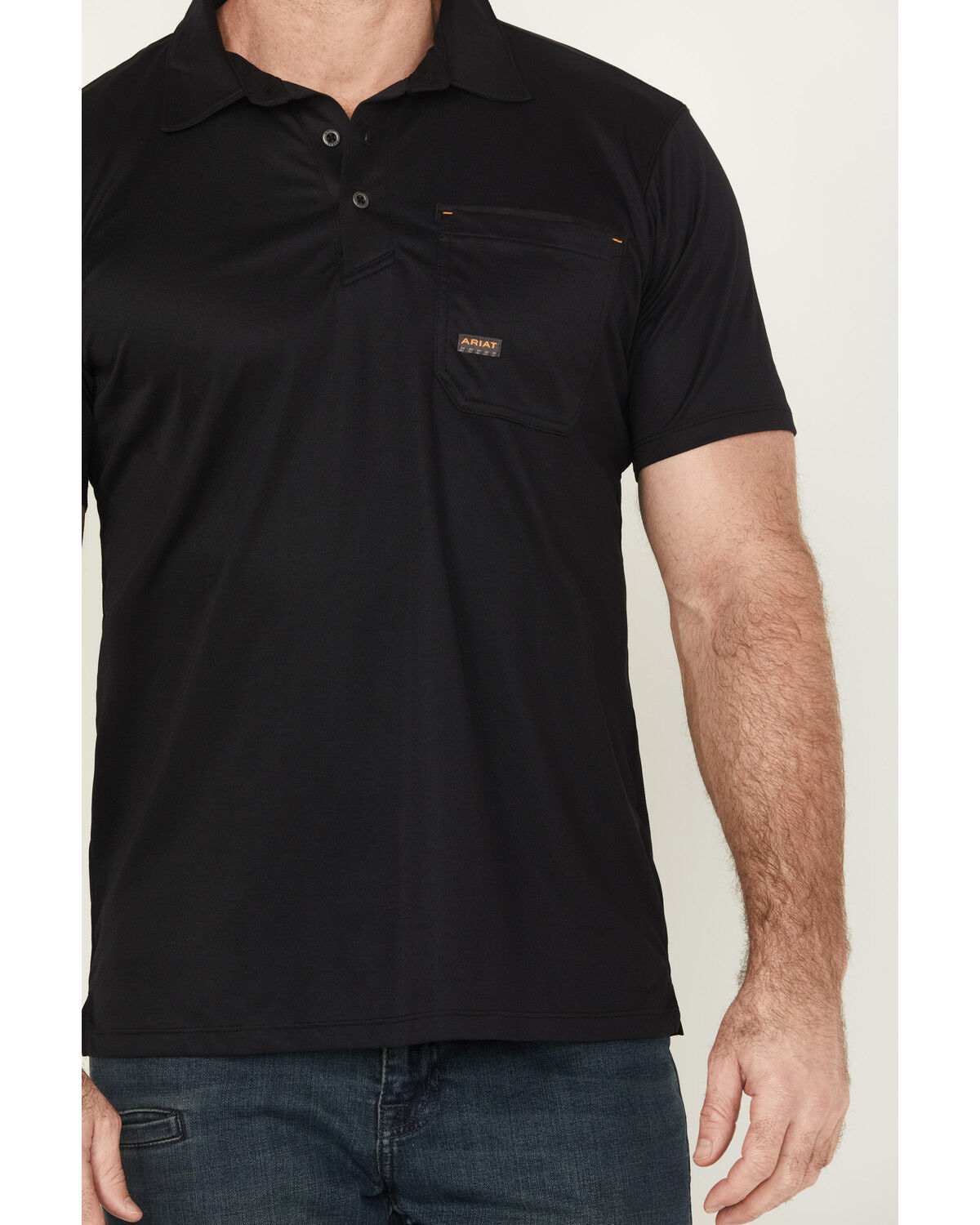 Image #3 - Ariat Men's Rebar Foreman Short Sleeve Polo Shirt, Black, hi-res