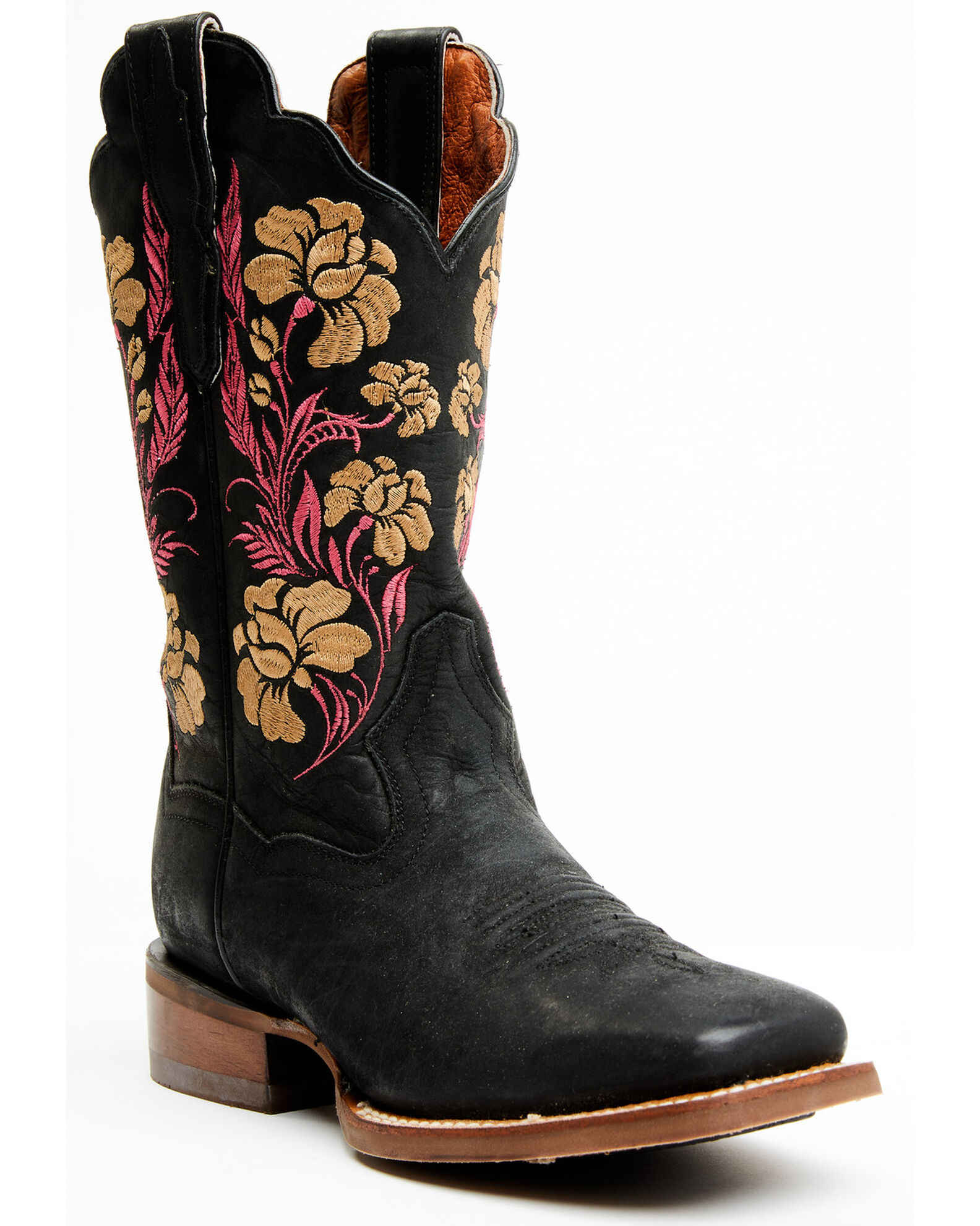 Floral square toe boots new arrivals