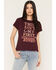 Image #1 - Idyllwind Women's This Ain't My First Rodeo Short Sleeve Graphic Tee, Wine, hi-res