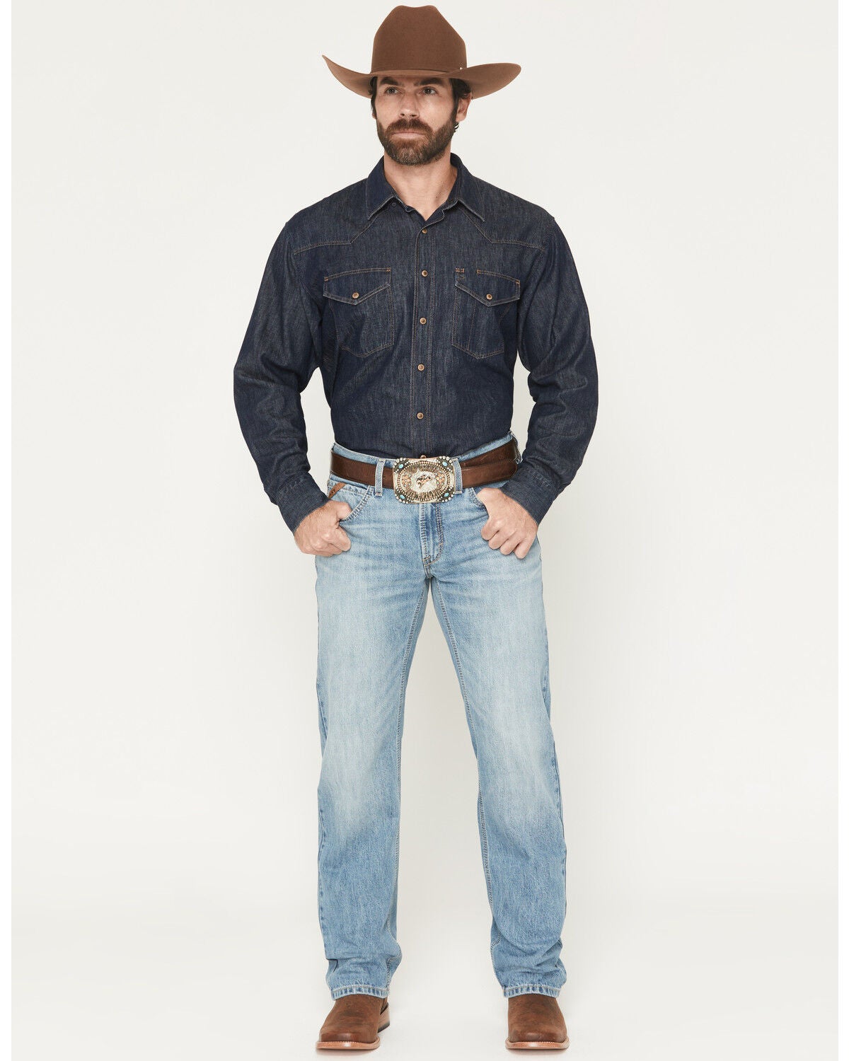 Ariat Men's M5 Randy Light Wash Straight Denim Jeans - Big, Light Wash, hi-res