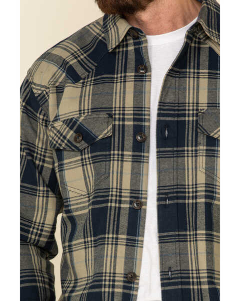 Image #4 - Cody James Men's Bogus Large Bonded Plaid Long Sleeve Western Flannel Shirt , Tan, hi-res