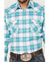 Image #3 - Rough Stock By Panhandle Men's Stretch Ombre Plaid Long Sleeve Pearl Snap Western Shirt, Aqua, hi-res