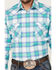 Image #3 - Rough Stock By Panhandle Men's Stretch Ombre Plaid Long Sleeve Pearl Snap Western Shirt , Aqua, hi-res