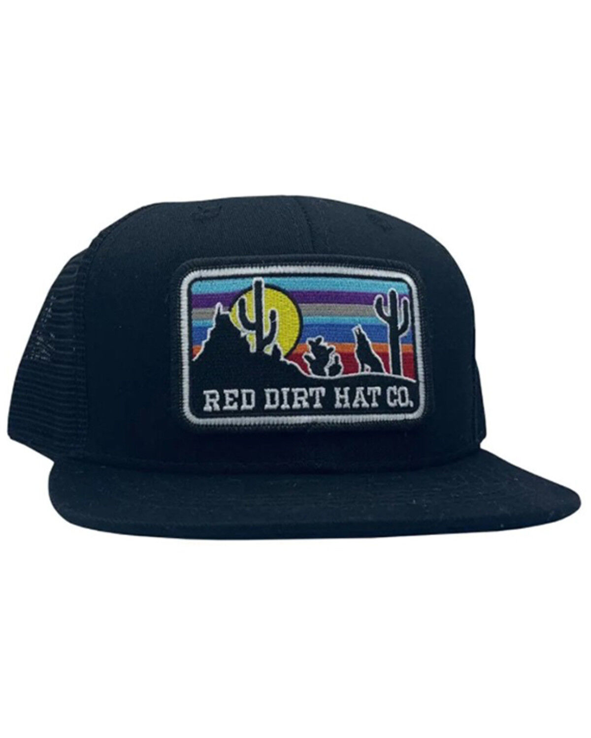 Image #1 - Red Dirt Hat Men's Coyote Desert Scene Patch Mesh Back Ball Cap, Black, hi-res