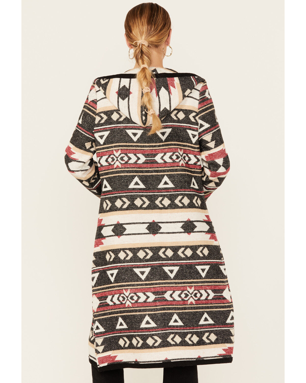 Image #4 - Cripple Creek Women's Southwestern Print Hooded Duster, Black, hi-res