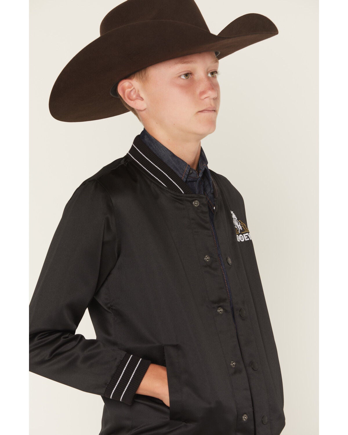 Image #3 - Hooey Boys' Big Sky Logo Bomber Jacket, Black, hi-res