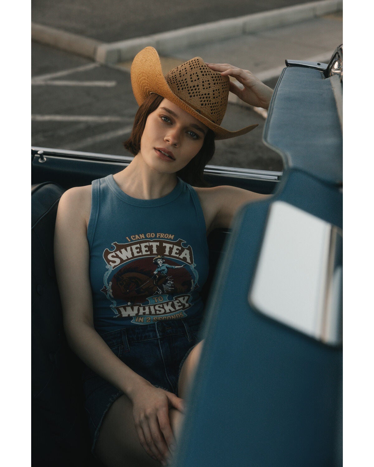 Image #3 - Idyllwind Women's Sweet Tea Sleeve Rib Knit Graphic Tank Top, Dark Teal, hi-res
