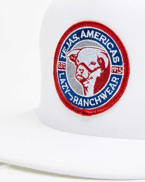 Image #2 - Lazy J Ranch Men's Solid White Tejas Americas Patch Mesh-Back Ball Cap , White, hi-res