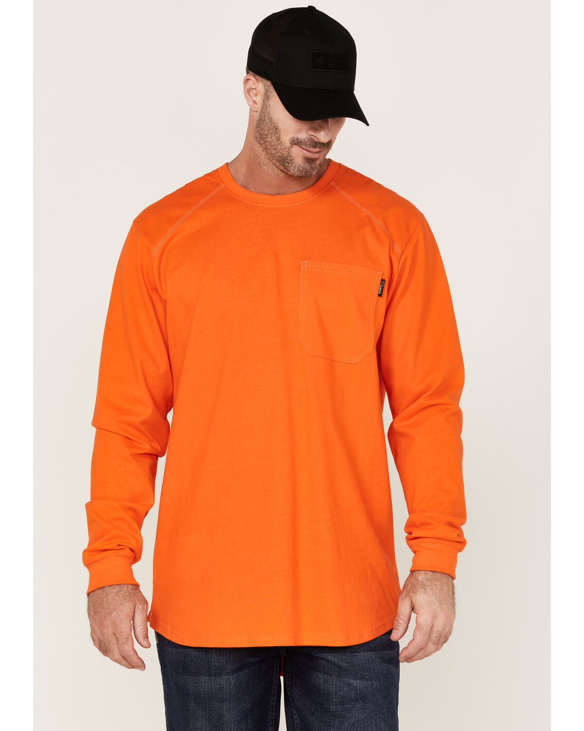 Image #1 - Hawx Men's FR Pocket Long Sleeve Work T-Shirt, Orange, hi-res