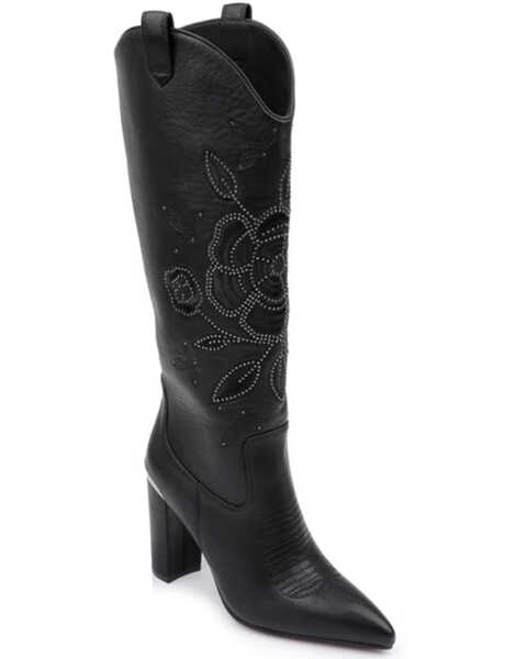 DanielXDiamond Women's Acadia Embroidered Western Boots - Pointed Toe, Black, hi-res