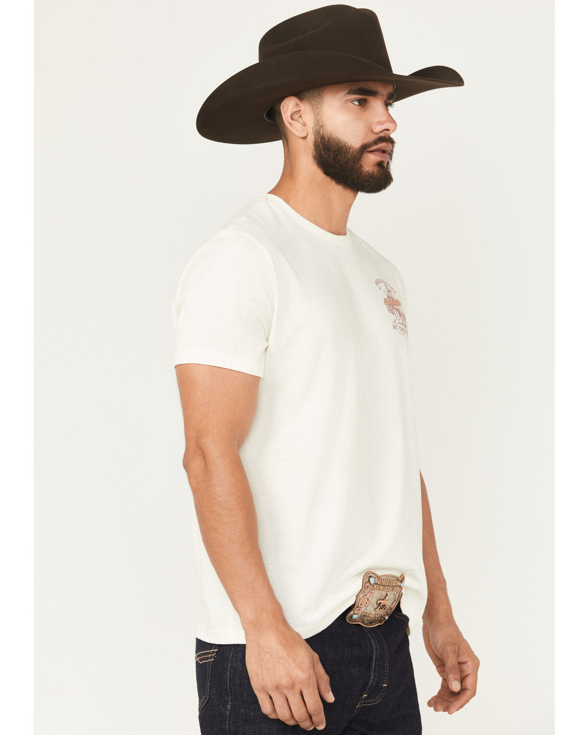 Image #3 - Panhandle Slim Men's Head 'Em Off Short Sleeve Graphic T-Shirt, Natural, hi-res