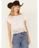 Image #1 - Beyond The Radar Women's Crochet Hem Trim Top, White, hi-res