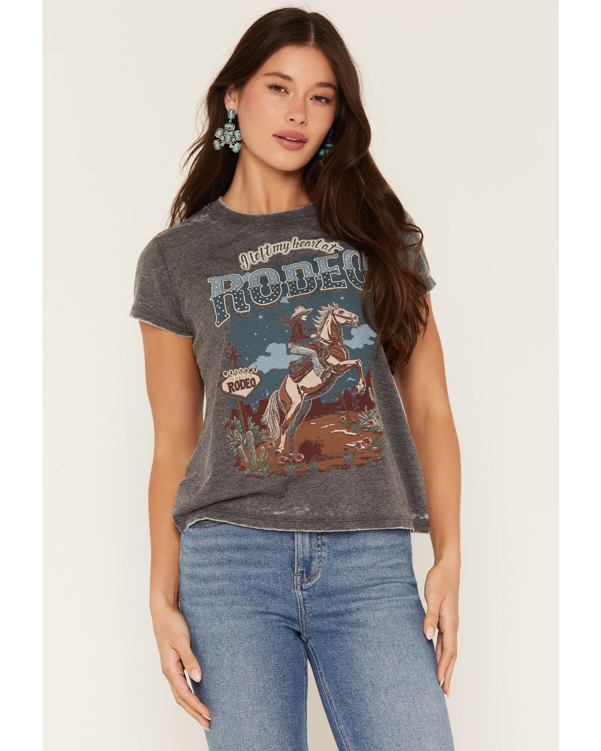 Idyllwind Women's Rodeo Heart Short Sleeve Graphic Tee, Black, hi-res