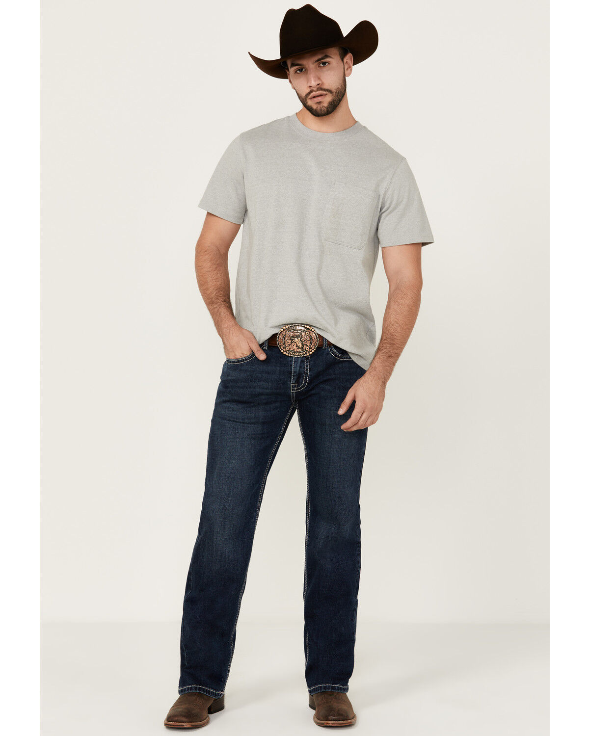 Image #1 - Hooey by Rock & Roll Denim Men's Pistol Medium Wash Straight Bootcut Reflex Stretch Denim Jeans, Medium Wash, hi-res