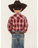 Image #4 - Roper Boys' Plaid Print Long Sleeve Pearl Snap Western Shirt, Red, hi-res