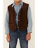 Scully Boys' Boar Suede Vest, Espresso, hi-res