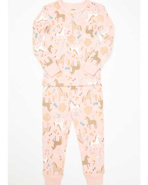John Deere Toddler Girls' Horse Print Long Sleeve Shirt and Pants PJ Set - 2 Piece, Light Pink, hi-res