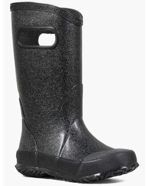 Bogs Girls' Glitter Rain Boots - Round Toe, Black, hi-res