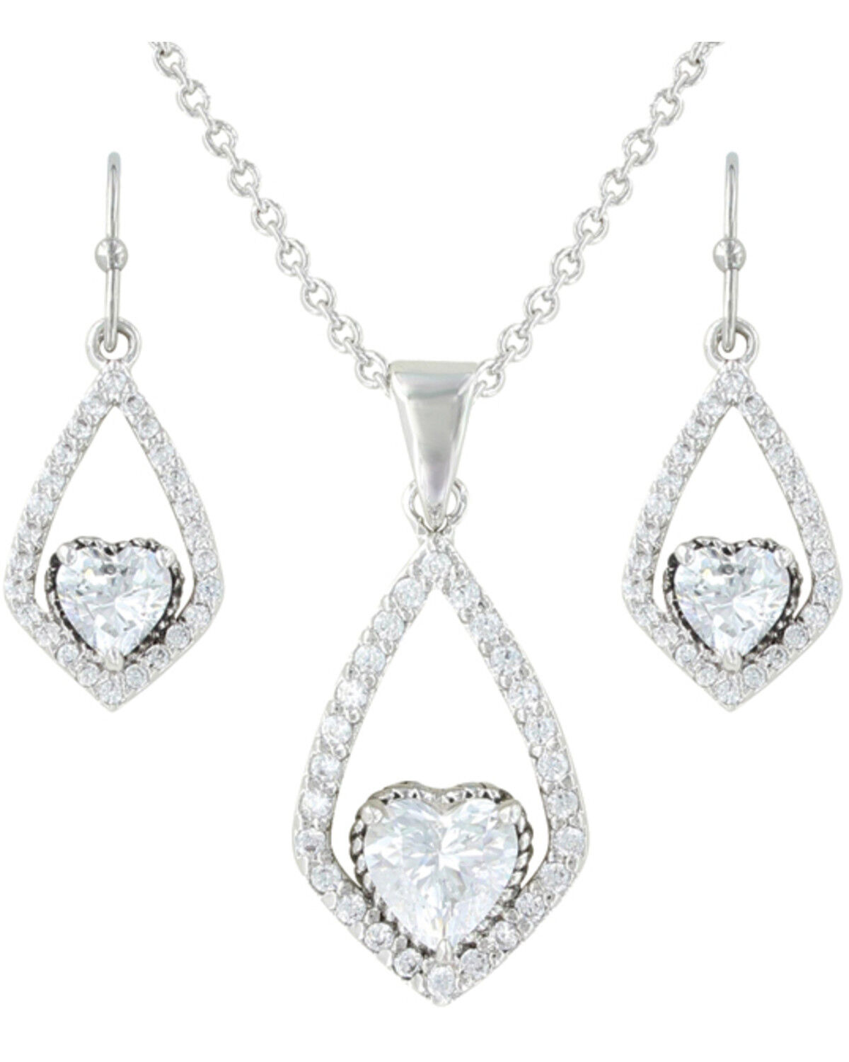 Image #1 - Montana Silversmiths Hearts on a Swing Jewelry Set - 2 Piece, Silver, hi-res