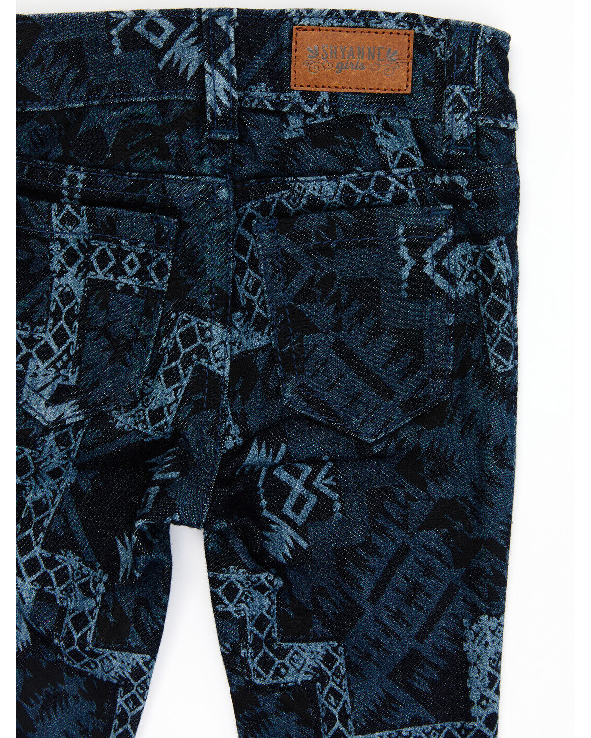 Image #4 - Shyanne Toddler Girls' Dark Wash Allover Printed Flare Jeans, Dark Wash, hi-res
