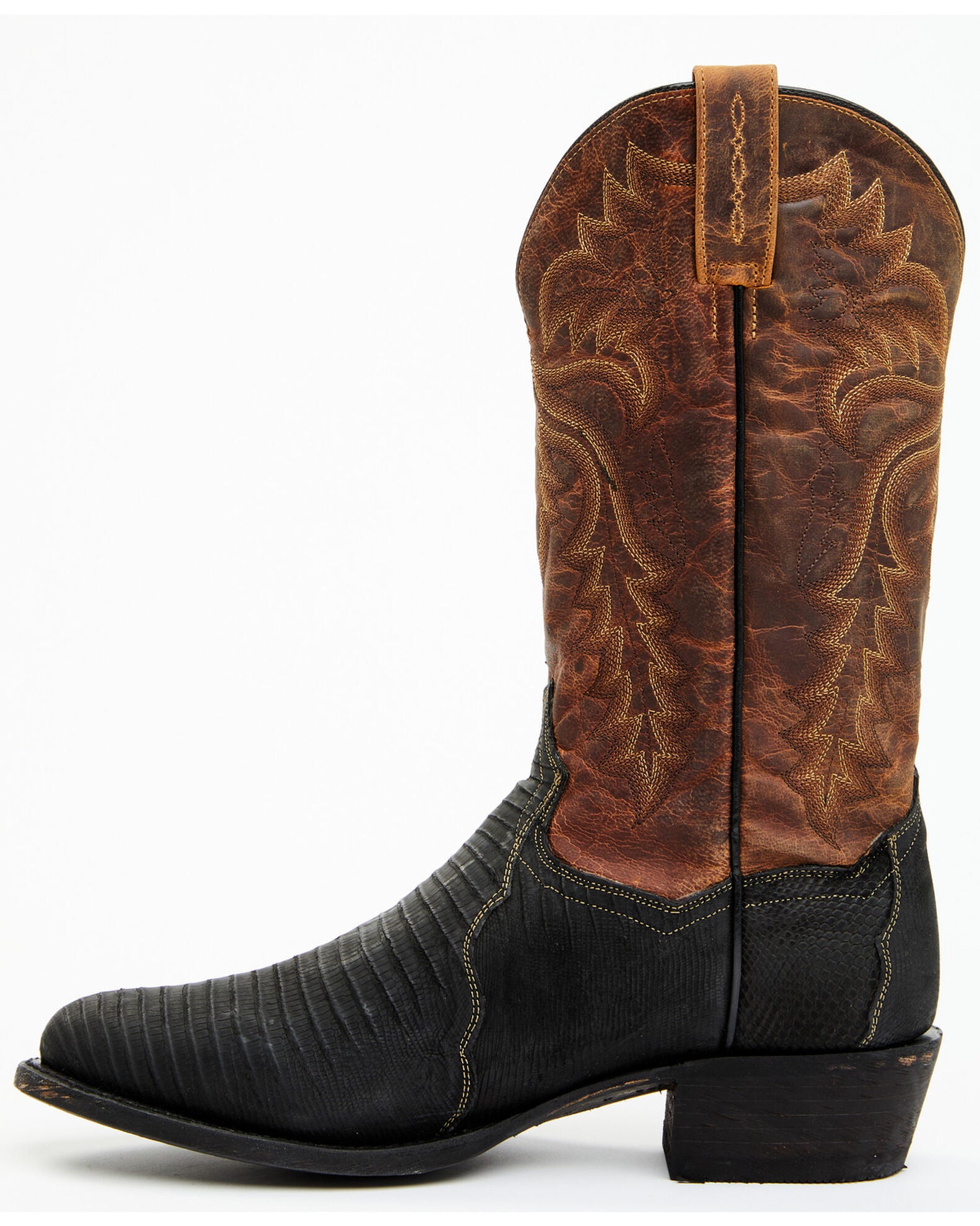 Men's King Exotic Snip Toe Teju Lizard Boots Handcrafted Cognac (4940703) – Striking Craftsmanship by King Exotic Boots