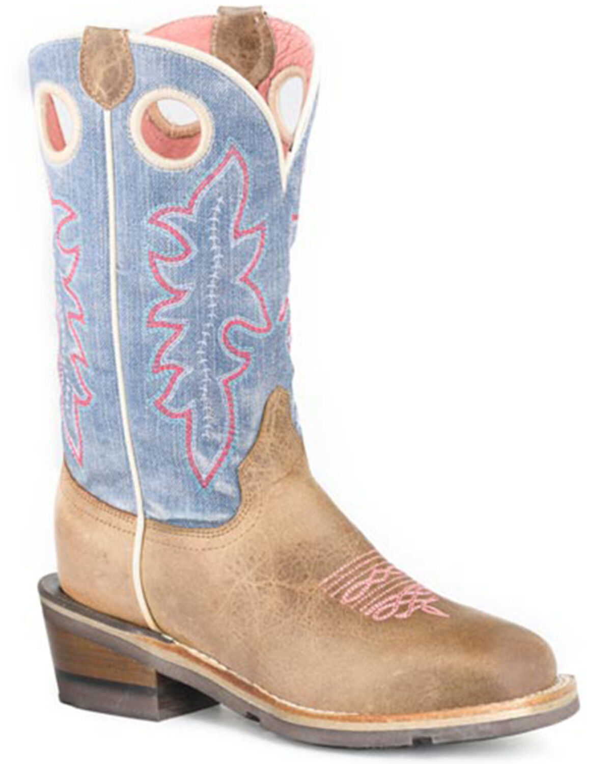 Image #1 - Roper Girls' Ride 'Em Cowgirl Western Boots - Square Toe, Brown, hi-res