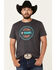 Rock & Roll Denim Men's Charcoal Circle Graphic Short Sleeve T-Shirt , Charcoal, hi-res