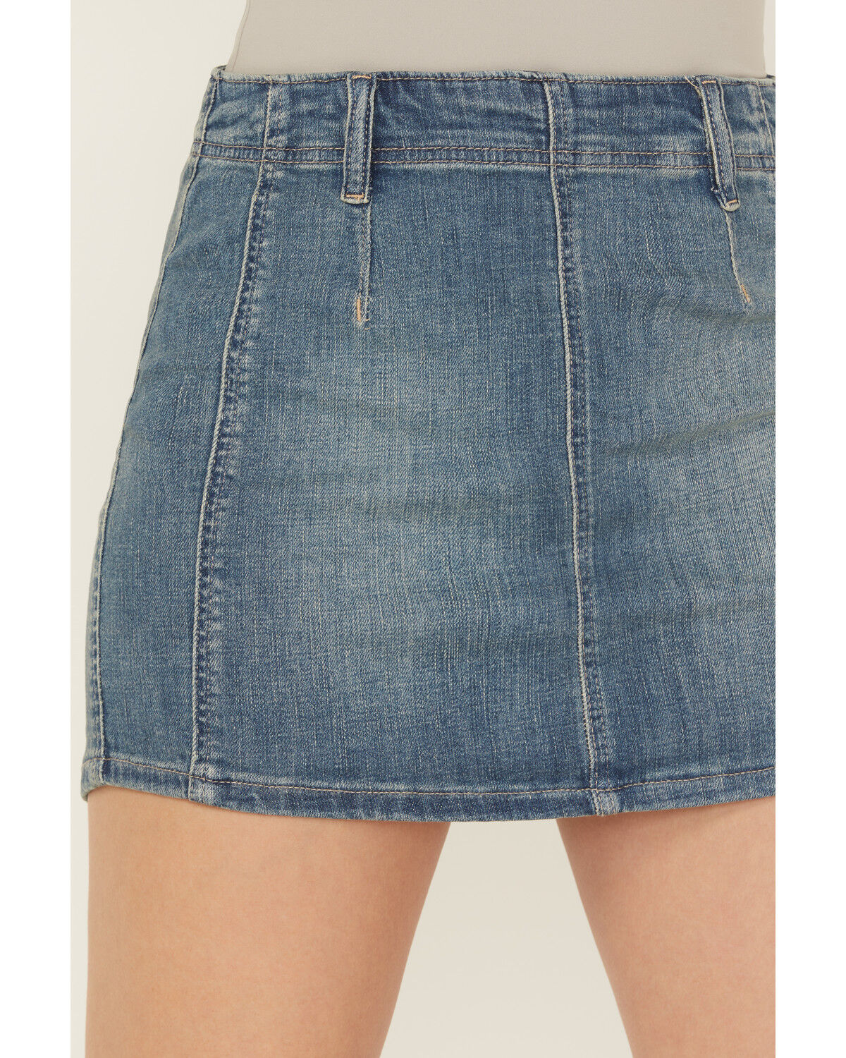 Image #2 - Free People Women's Daylight Medium Wash Denim Mini Skirt, Blue, hi-res