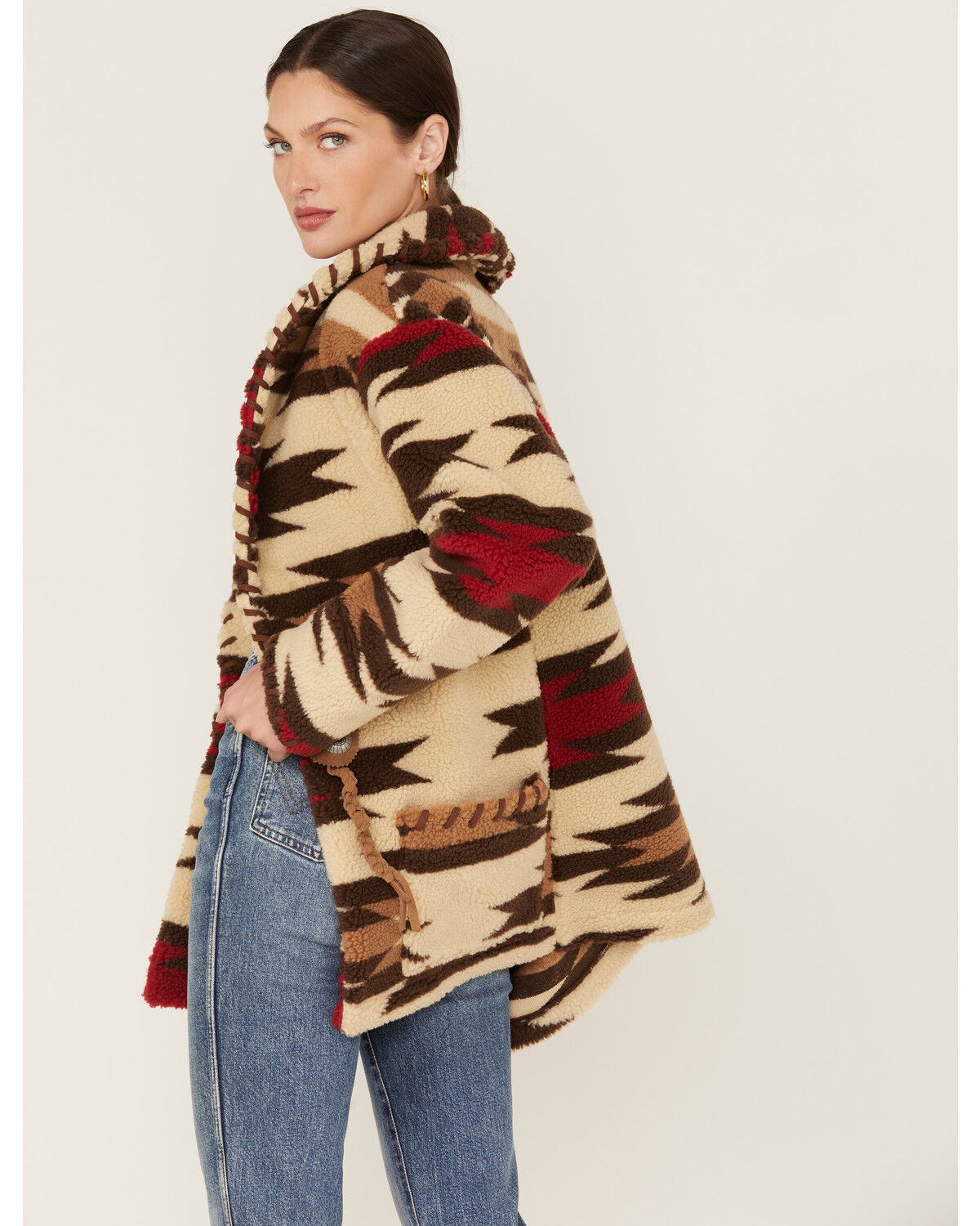 Image #4 - Tasha Polizzi Women's Stable Southwestern Print Sherpa Jacket, Ivory, hi-res