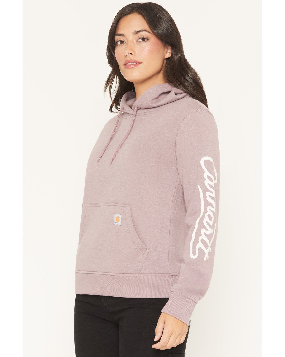 Image #2 - Carhartt Women's Sawyer Script Midweight Relaxed Fit Hoodie, Berry, hi-res