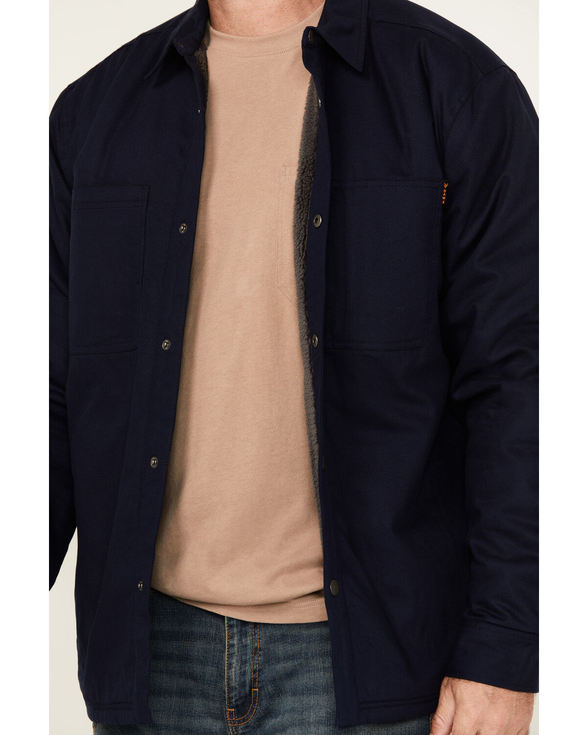 Image #3 - Hawx Men's Oakdale Sherpa Lined Waxed Shirt Jacket, Navy, hi-res